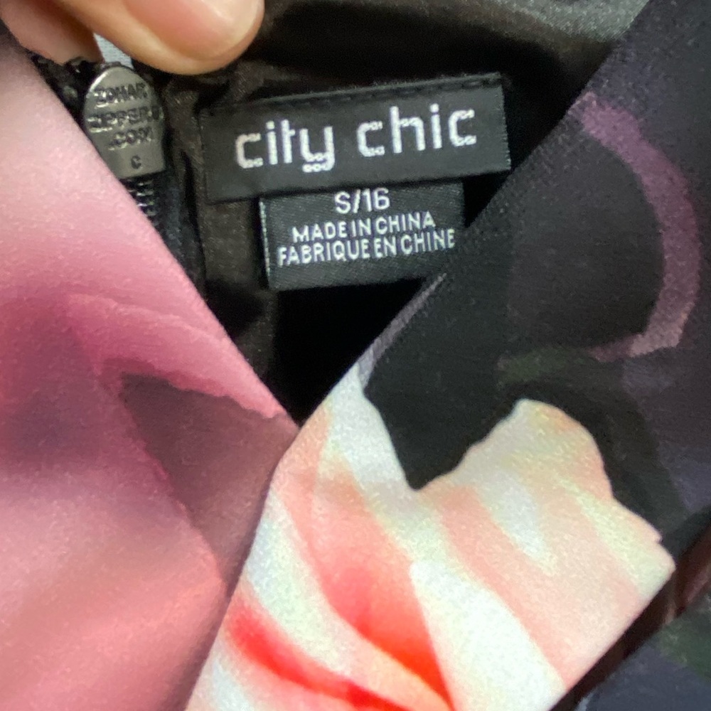 City Chic Black and Pink Floral Midi Off-the-Shoulder Dress - Picture 6 of 9